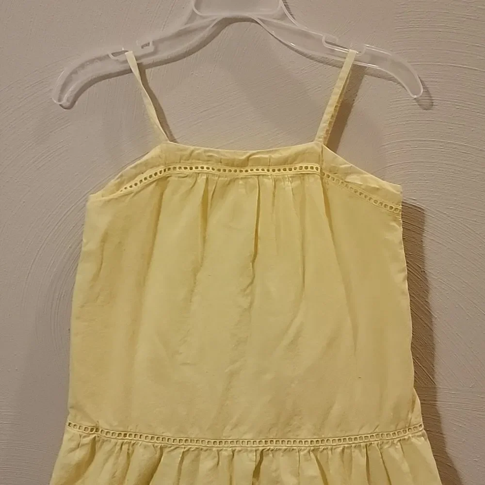GIRL'S GAP YELLOW SUNDRESS WITH FLORAL EMBROIDERY ON SCALLOPED HEM, SIZE 5